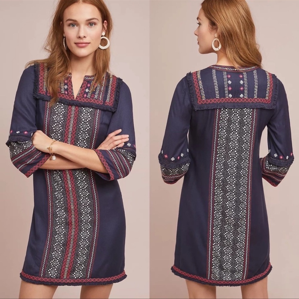 Anthropologie Akemi + Kin Alto Embroidered Tunic Dress